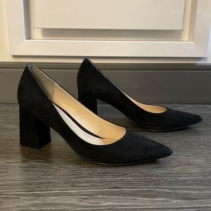 Marc Fisher Zala Block Heel Pump in Black Suede